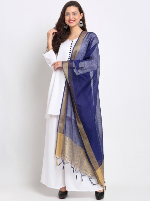 

Aujjessa Navy Blue & Gold-Toned Printed Dupatta