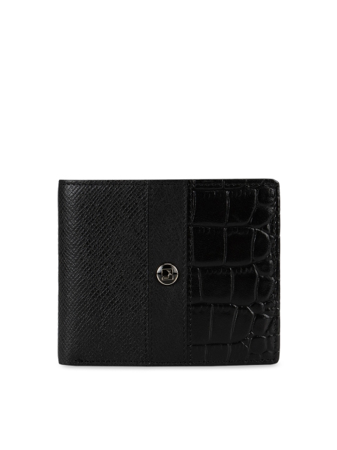 

Da Milano Men Black Textured Leather Two Fold Wallet