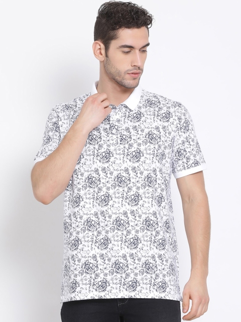 

Richlook Men White Printed Polo Collar T-shirt