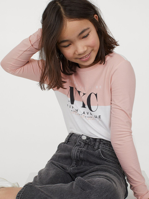 

H&M Girls 2-Pack Jersey Tops, Black