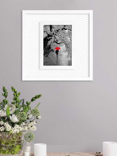 

RANDOM White & Grey Printed Synthetic MDF Wood Individual Wall Photo Frame