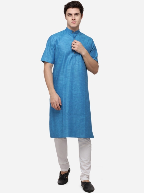 

JADE BLUE Men Blue Mandarin Collar Kurta