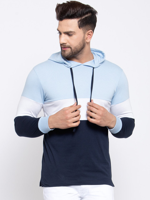 

Kalt Men Navy Blue Solid Hood T-shirt