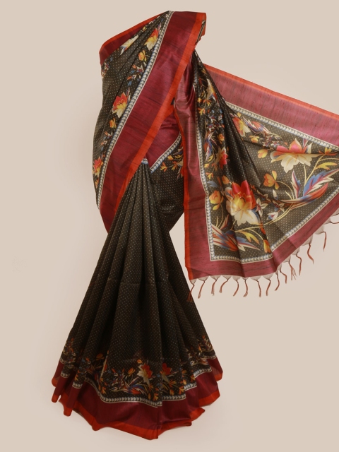 

Pothys Green Printed Jute Silk Saree