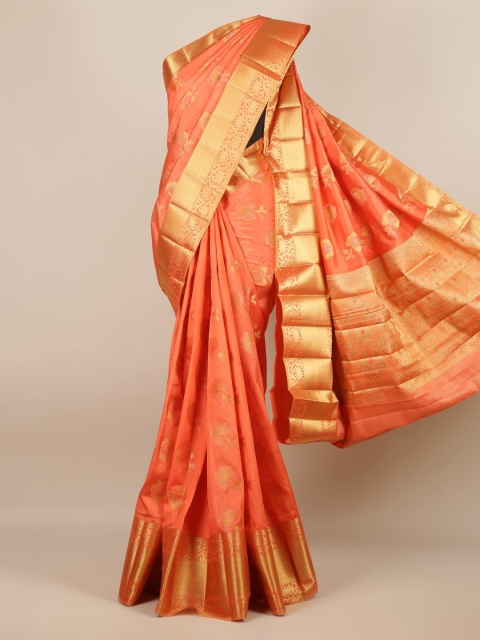

Pothys Orange Woven Design Jute Silk Saree