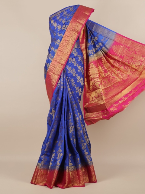 

Pothys Blue & Pink Jute Silk Woven Design Saree