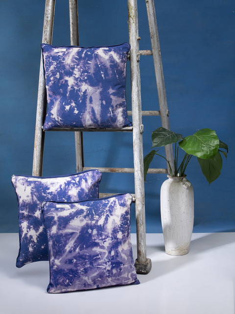 

I AM FOR YOU Blue & White Set of 3 Abstract Square Cushion Covers