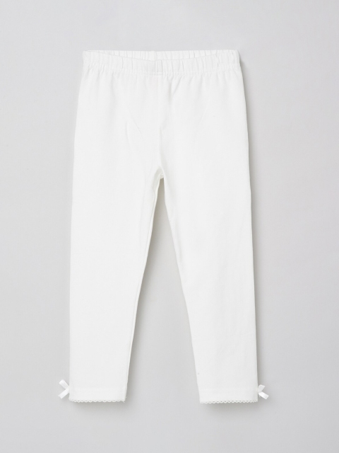 

max Girls White Solid Ankle-Length Leggings