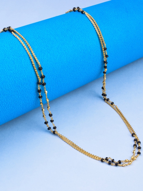 

Alankruthi Women Gold-Toned & Black Brass Gold-Plated Layered Chain