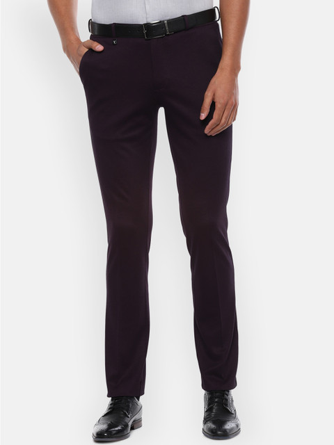 

V Dot Men Purple Skinny Fit Solid Formal Trousers
