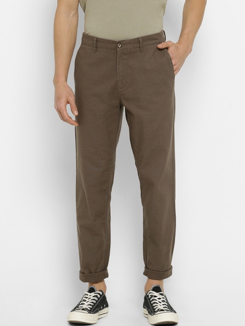 

FOREVER 21 Men Brown Regular Fit Solid Regular Trousers