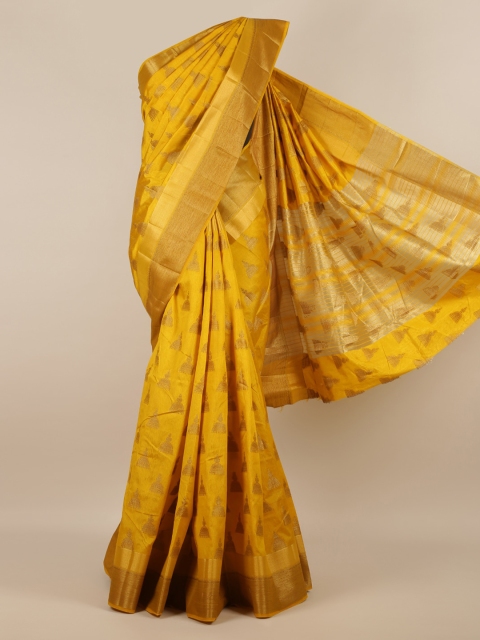 

Pothys Yellow Woven Design Jute Silk Saree