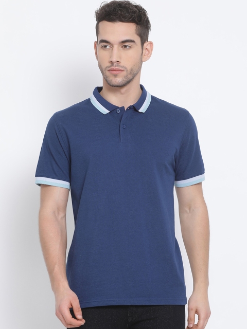 

Richlook Men Blue Solid Polo Collar T-shirt
