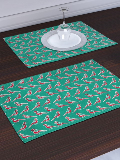 

Living scapes by Pantaloons by Pantaloons by Pantaloons Set Of 6 Green & Red Printed Rectangular Table Placemats