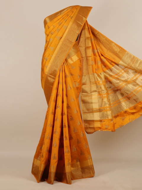

Pothys Mustard Yellow Woven Design Jute Silk Saree