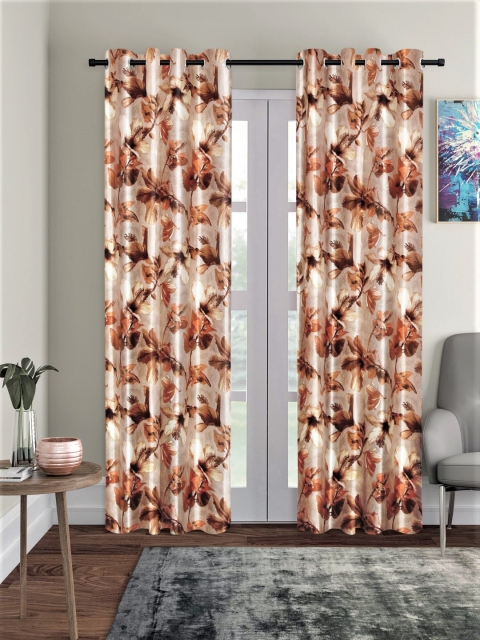 

Home Sizzler Brown Set of 2 Printed Door Curtains
