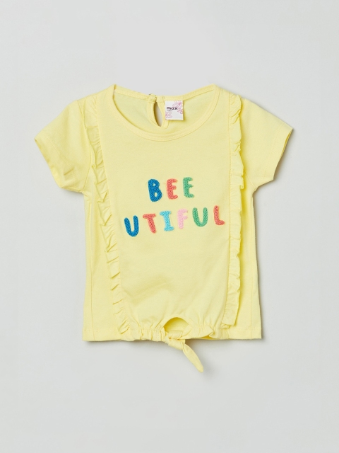 

max Yellow Printed Pure Cotton Regular Top