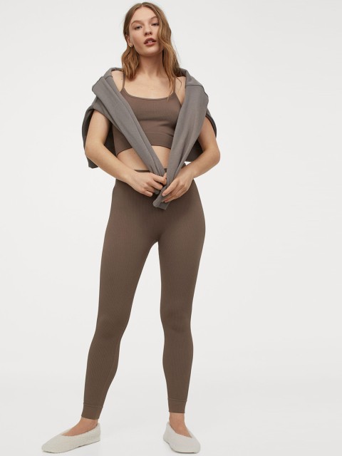 

H&M Women Brown Seamless Sustainable Leggings