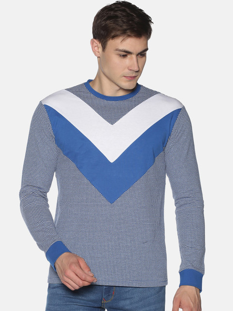

UrGear Men Blue Colourblocked Round Neck T-shirt