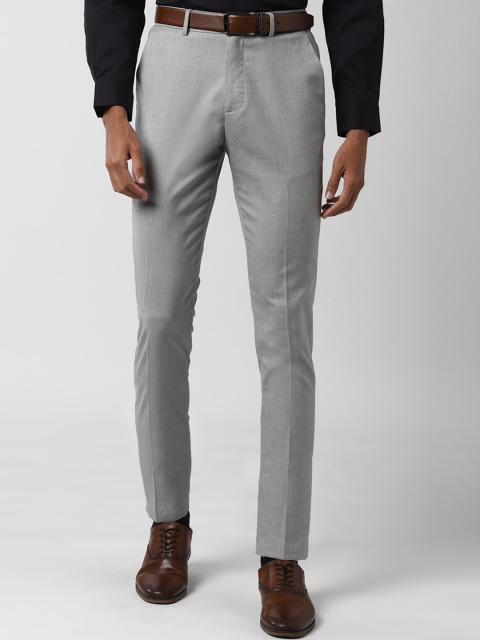 

Peter England Men Grey Tapered Fit Self Design Formal Trousers