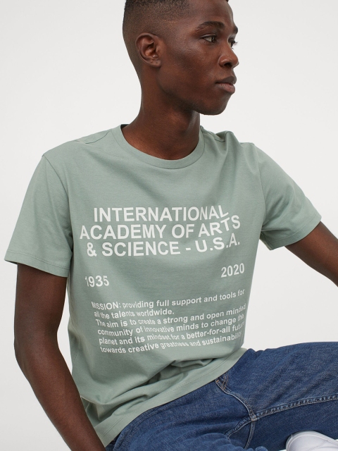 

H&M Men Green Printed T-shirt