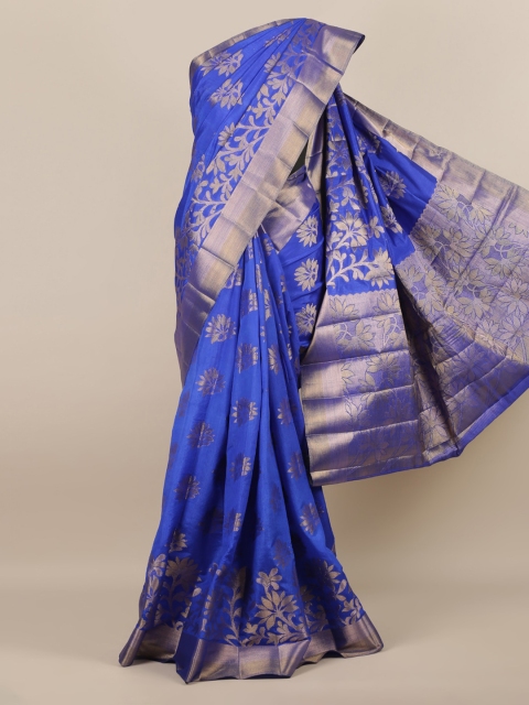 

Pothys Blue & Gold-Toned Jute Silk Woven Design Saree