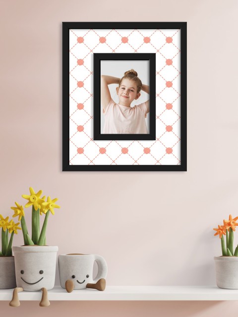 

RANDOM Off-White & Black Printed Synthetic MDF Wood Individual Wall Photo Frame