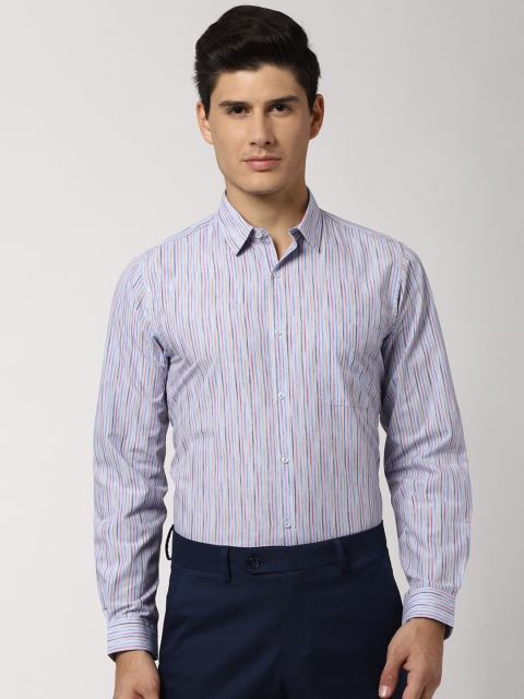 

Peter England Men Blue & Red Slim Fit Striped Formal Shirt