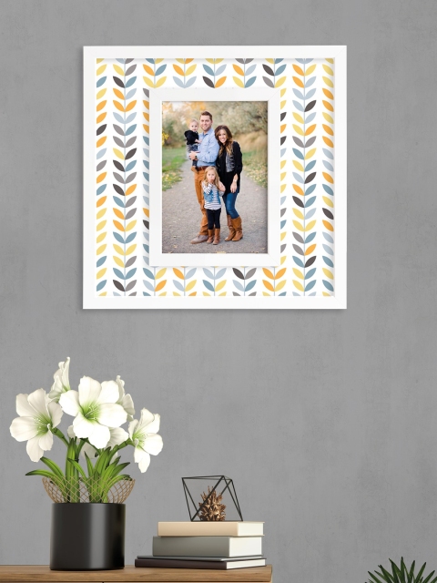 

RANDOM White & Yellow Printed MDF Wood Individual Wall Photo Frame