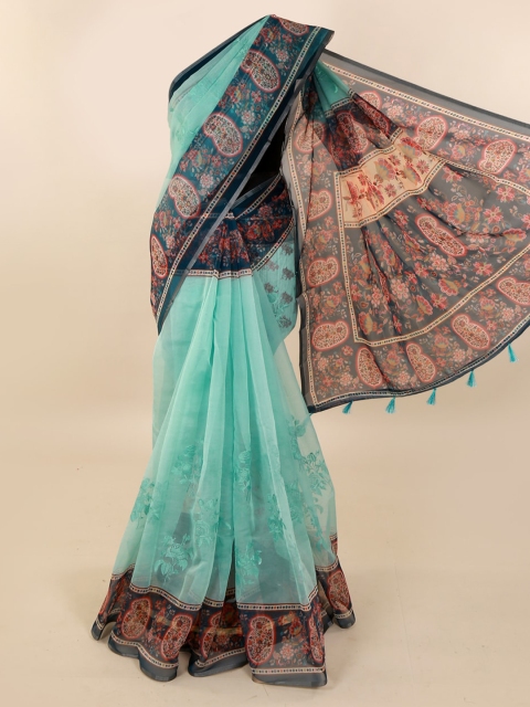 

Pothys Sea Green Embroidered Pure Silk Saree
