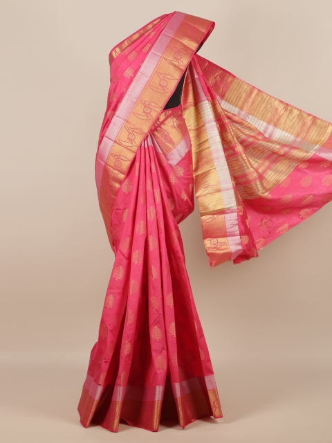 

Pothys Pink & Gold-Toned Jute Silk Woven Design Saree