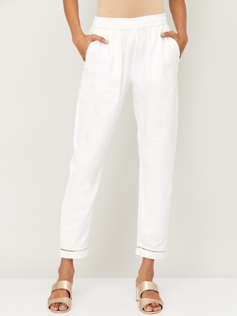 

Melange by Lifestyle Women White Regular Fit Solid Regular Trousers