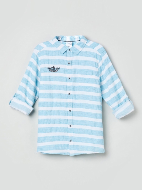 

max Boys White Regular Fit Striped Casual Shirt