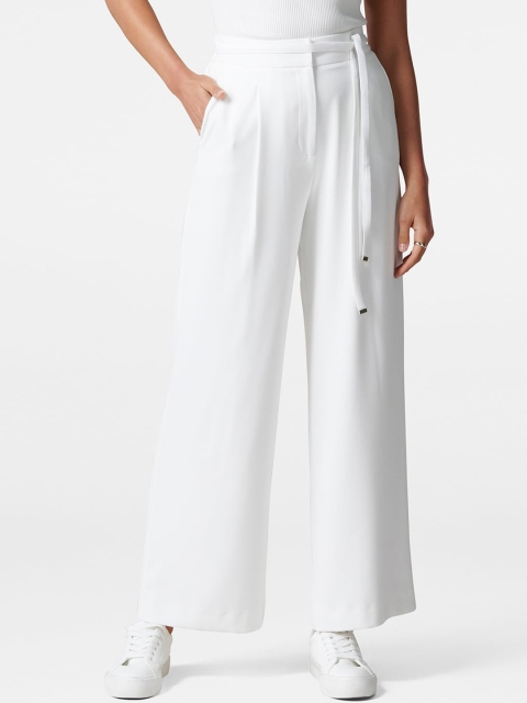 

Forever New Women White Flared Solid Parallel Trousers