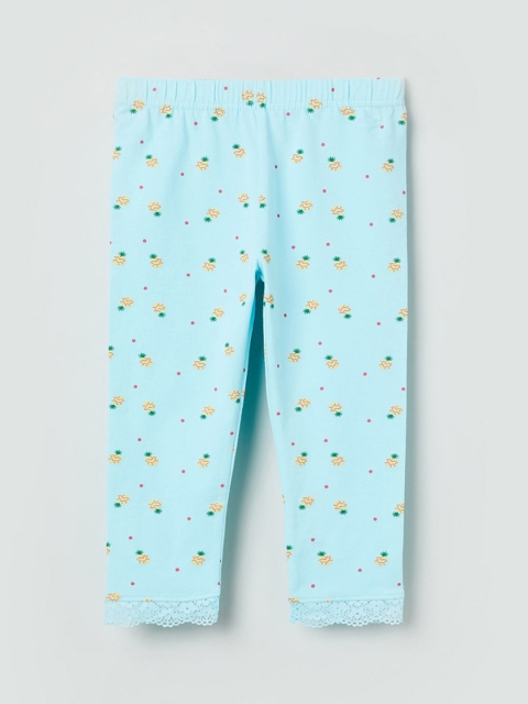 

max Girls Blue & Yellow Printed Ankle-Length Leggings
