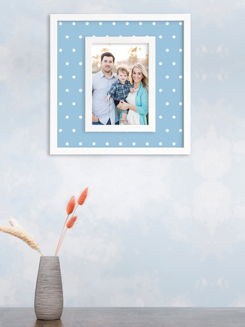 

RANDOM Blue & White Printed Synthetic MDF Wood Individual Wall Photo Frame