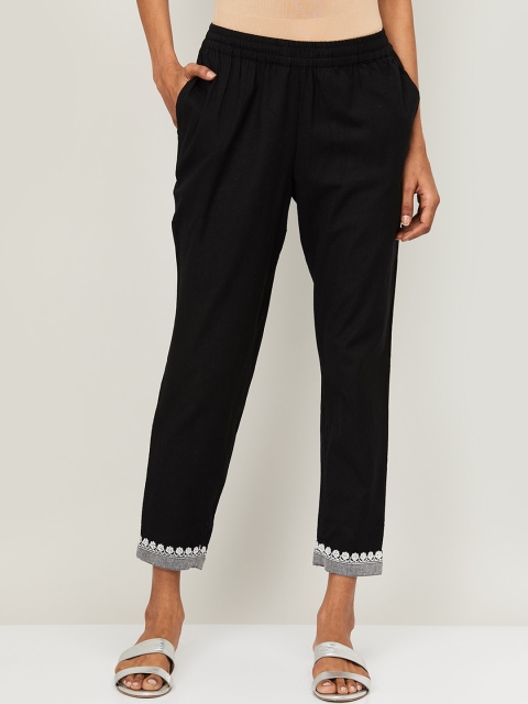 

Melange by Lifestyle Women Black Regular Fit Solid Regular Trousers