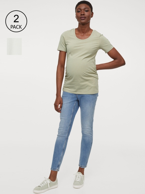 

H&M Women MAMA White & Green 2-Pack Jersey Tops
