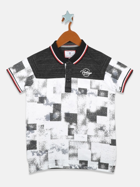 

Monte Carlo Boys White Printed Henley Neck T-shirt