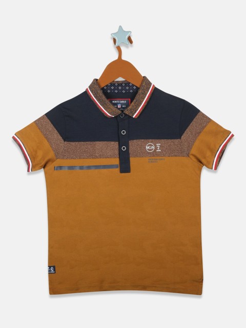 

Monte Carlo Boys Brown Colourblocked Polo Collar T-shirt
