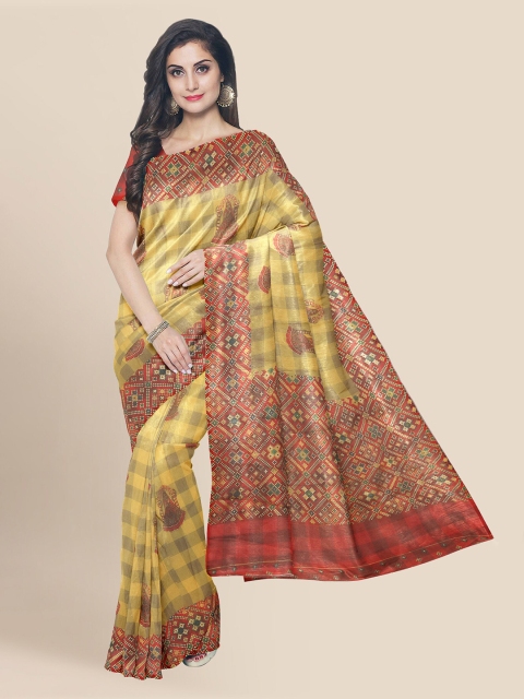 

KLM Fashion Mall Yellow Silk Blend Woven Design Banarasi Saree