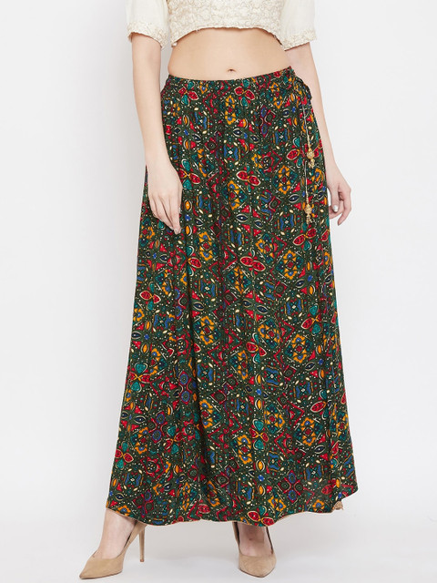

Clora Creation Women Green & Red Printed Flared Maxi Skirt
