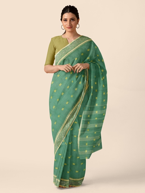 

Taneira Green Pure Cotton Woven Design Taant Saree