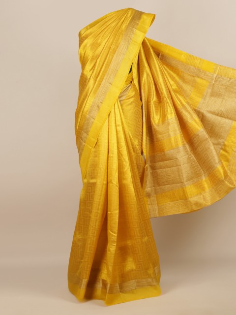 

Pothys Yellow Woven Design Jute Silk Saree