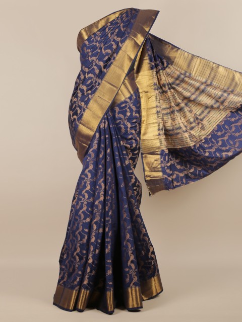 

Pothys Navy Blue Woven Design Jute Silk Saree