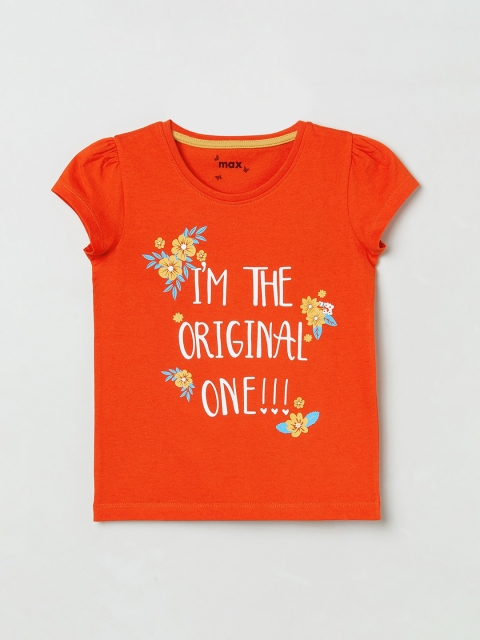 

max Red Printed Pure Cotton Regular Top