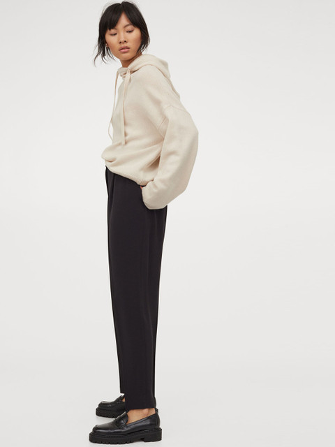 

H&M Women Navy Blue Solid High-waisted Trousers