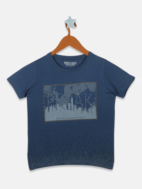 

Monte Carlo Boys Blue Printed V-Neck T-shirt