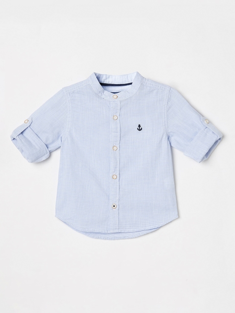 

Juniors by Lifestyle Boys Blue & White Regular Fit Striped Casual Shirt