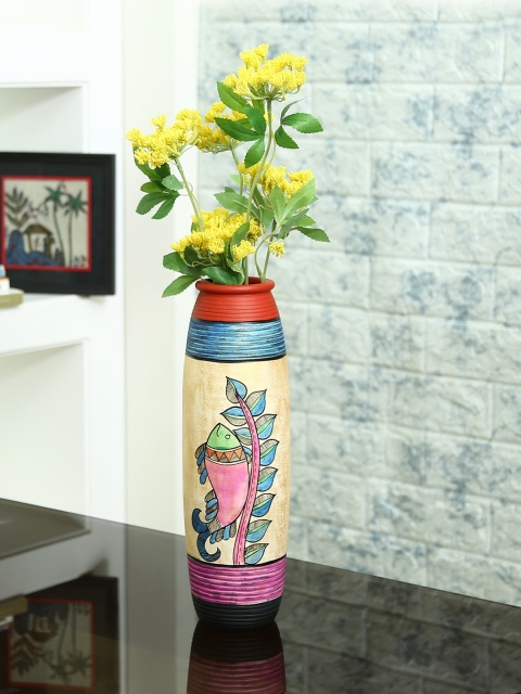 

Aapno Rajasthan Gold-Toned & Blue Worli Painted Handcrafted Vase